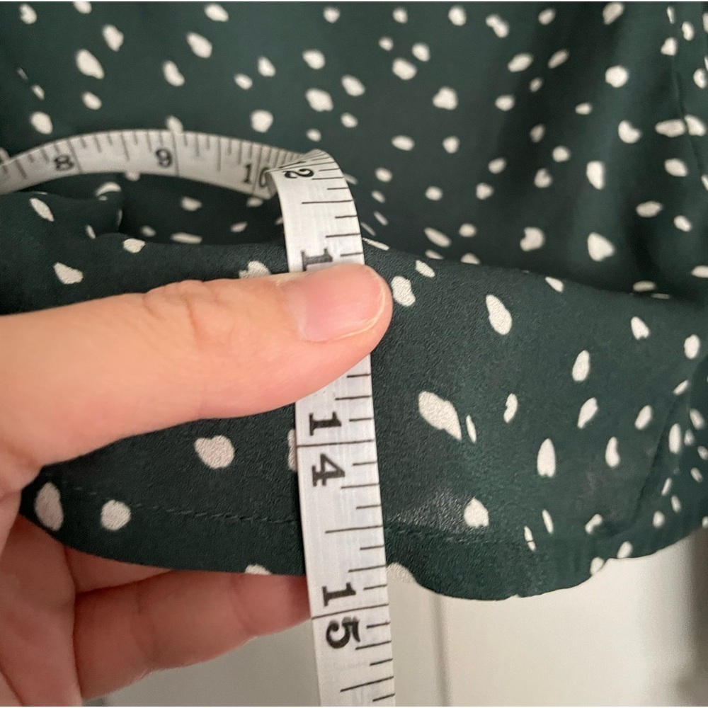 Abercrombie & Fitch Forest Green & White Speckled Terrazo Cropped Blouse size XL - Picture 10 of 12